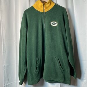 Starter Green Bay Packers 1/4 Zip Pullover Mens 2XL Green Fleece NFL